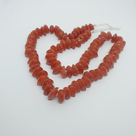 Triangle Rondelle - Tomato Red Opaque - Java Glass Lampwork Beads - (1 strand)