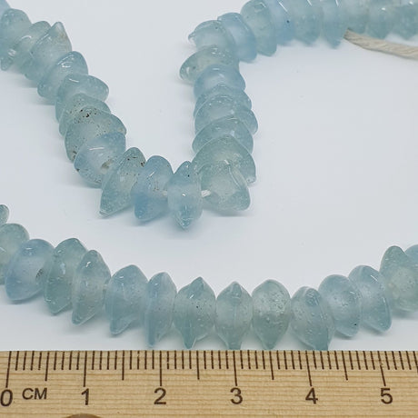 Triangle Rondelle - Water Blue Transparent - Java Glass Lampwork Beads - (1 strand)