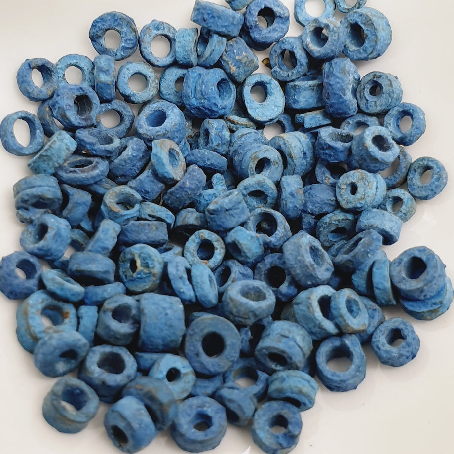 Blue 5 grams Vintage Faience Clay Egyptian Mummy Beads Bead Shack