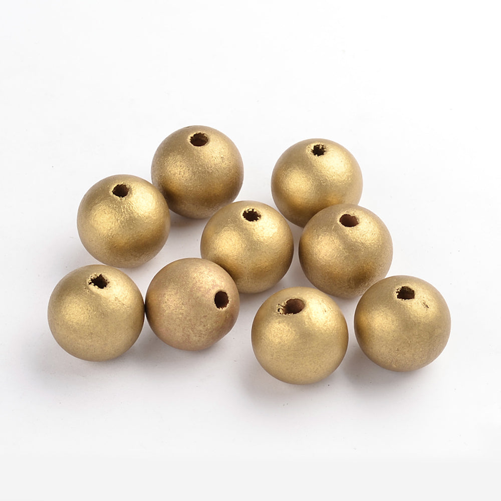 25mm Gold Wood Bead w. 5mm Hole (25)