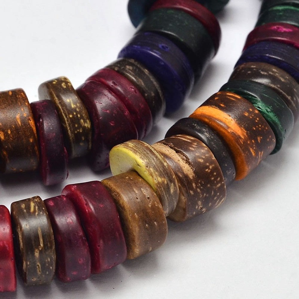 9mm Round Beads (1 Strand) - Coconut - Mixed Colours