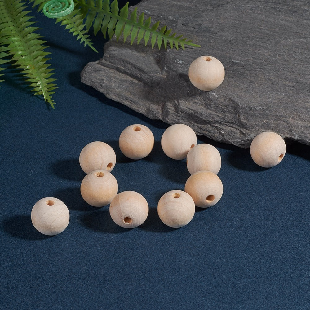 Raw Wood 20mm Round Beads