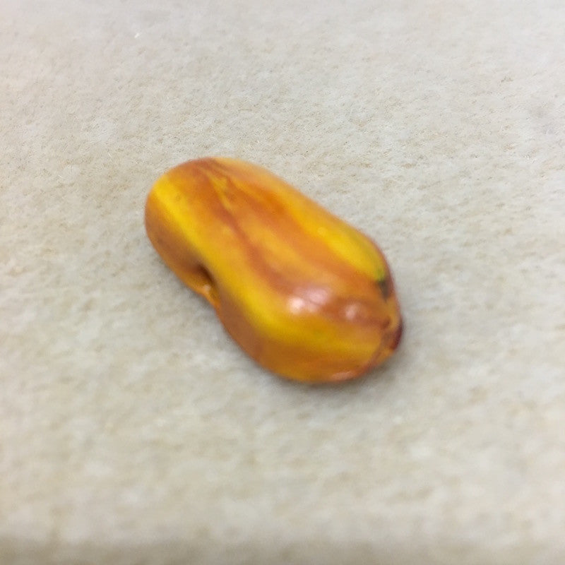 Lacquered 27x16mm 'Dog Bone' Shaped Bead - Yellow Ochre