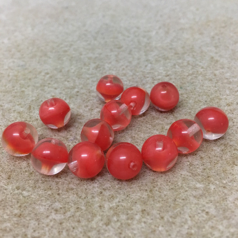 Tomato Red Givre 10mm Round Qty: 10 beads - Bead Shack