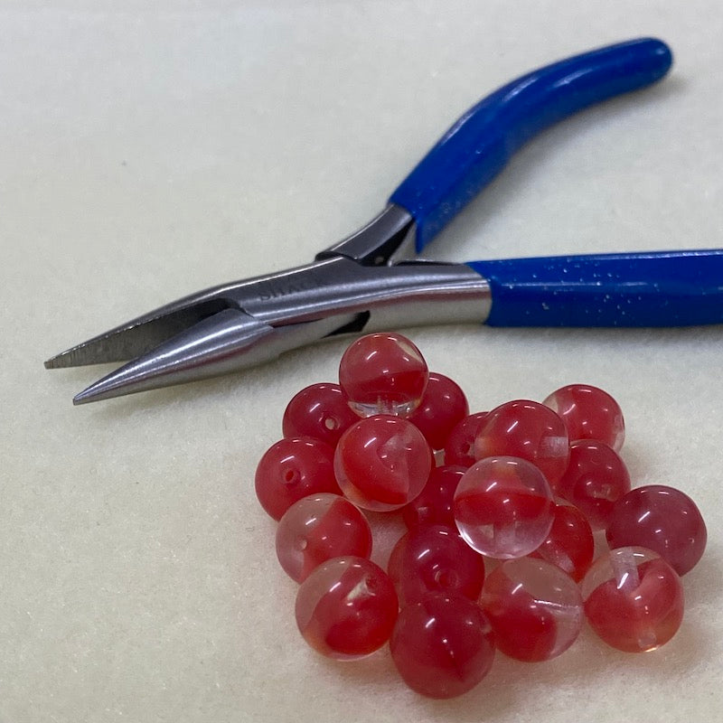 10mm Round Czech Glass Beads (25) - Tomato Red Givre - Bead Shack