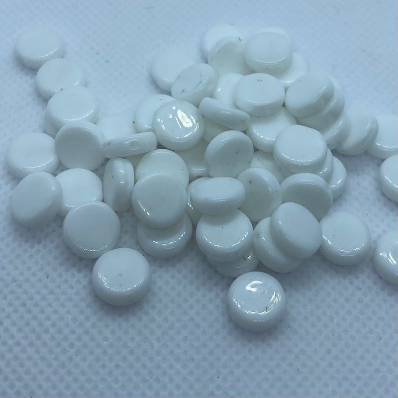 9mm Coin Bead (25) - White Lustre Opaque