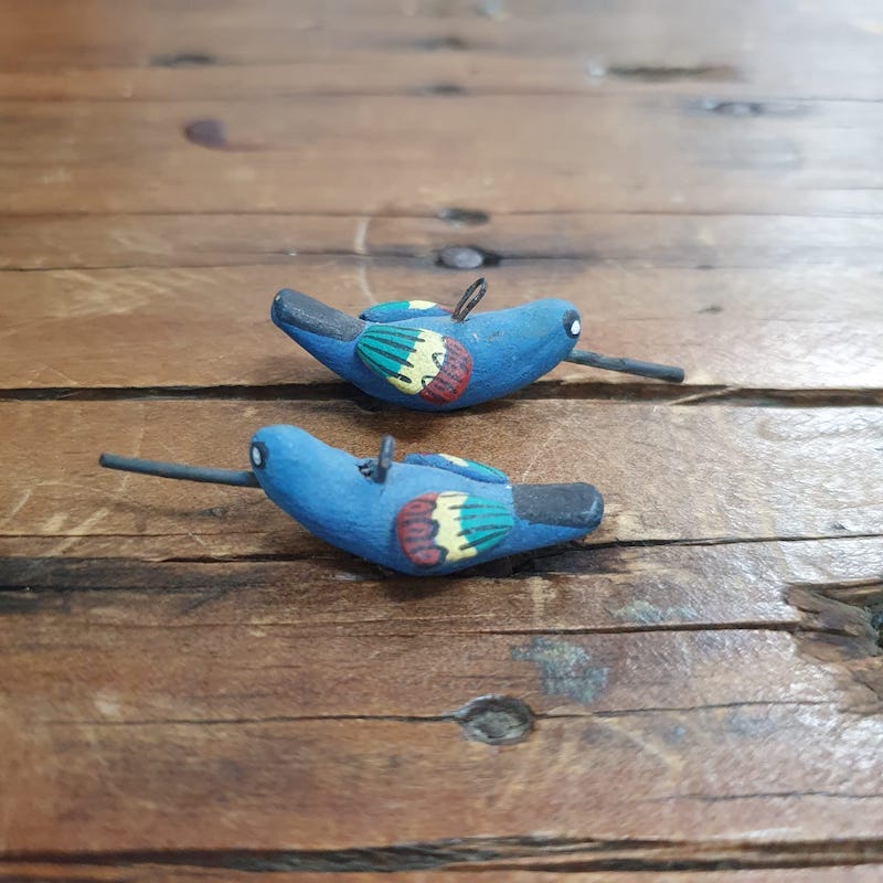 Rare Hand Made & Painted Clay Birds from Peru (2) #19 - Humming Bird